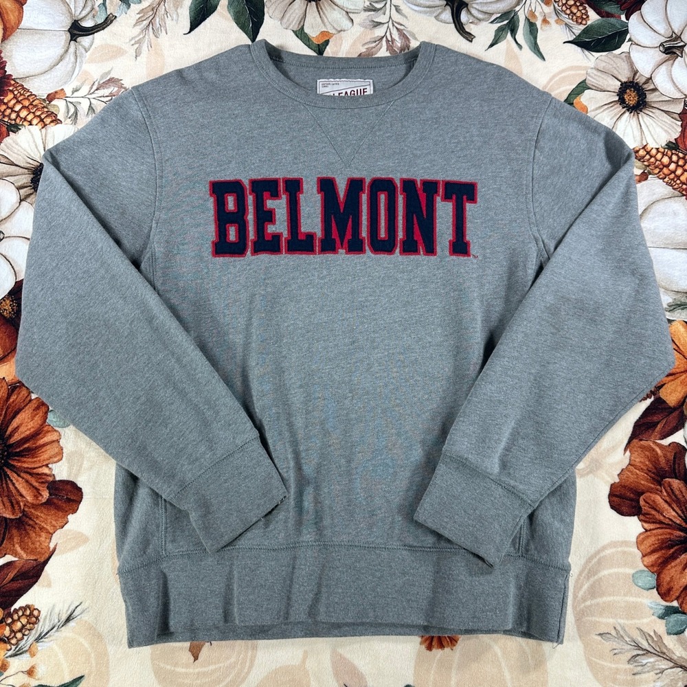 League Belmont Bruins Nashville Embroidered Crewneck Unisex Gray Size Medium